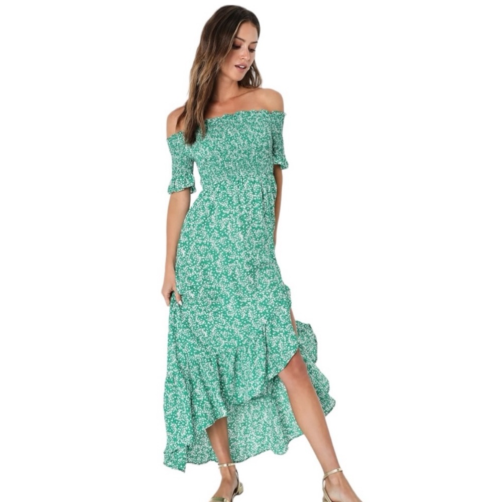 Lulu’s M Green Floral Midi Dress